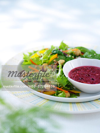 Close-up of Salad with Pomegranate Dressing