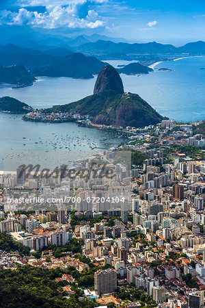 View from Corcovado Mountain of Sugarloaf Mountain, Rio de Janeiro, Brazil