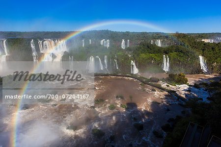 Scenic view of Iguacu Falls with rainbow, Iguacu National Park, Parana, Brazil