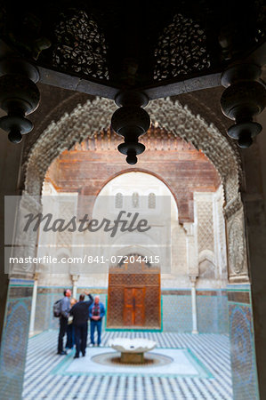 The ornate interior of Madersa Bou Inania, Fes el-Bali, UNESCO World Heritage Site, Fez, Morocco, North Africa, Africa