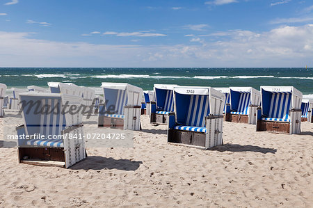 Beach chairs on the beach of Westerland, Sylt, North Frisian islands, Nordfriesland, Schleswig Holstein, Germany, Europe