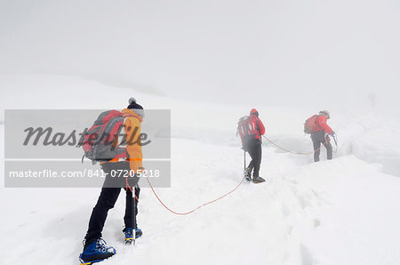 Climbers on Breithorn mountain, Zermatt, Valais, Swiss Alps, Switzerland, Europe