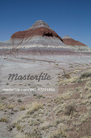 Sedimentary layers of bluish bentonite clay, The Tepees, Petrified Forest National Park, Arizona, United States of America, North America