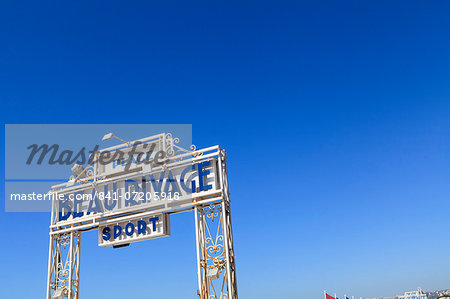 Beau Rivage beach sign, Nice, Alpes Maritimes, Provence, Cote d'Azur, French Riviera, France, Europe