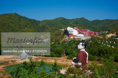 Sleeping Buddha, Win Sein Taw Ya, around Mawlamyine (Moulmein), Mon State, Myanmar (Burma), Asia