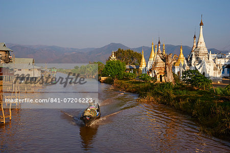 Monastery and Ywama village, Inle Lake, Shan State, Myanmar (Burma), Asia