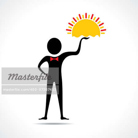 Man holding sun icon stock vector