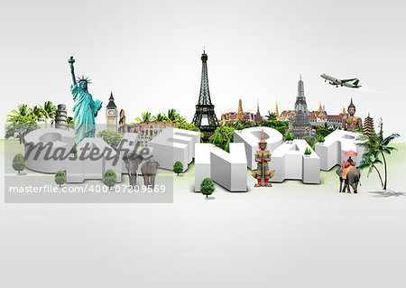 3D Illustration of Calendar on travel background