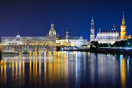Dresden, Germany cityscape over the Elbe River.