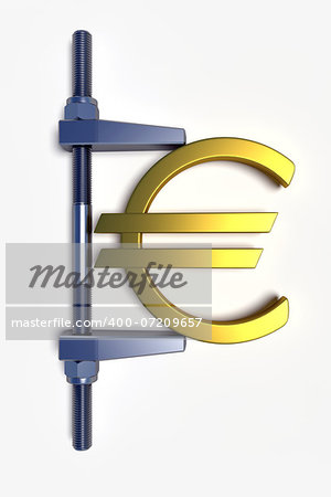 abstract euro golden sign with bolt construction