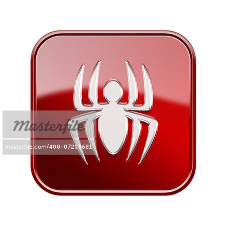 Virus icon glossy red, isolated on white background