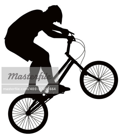 Bike trick detailed vector silhouette. Sports design