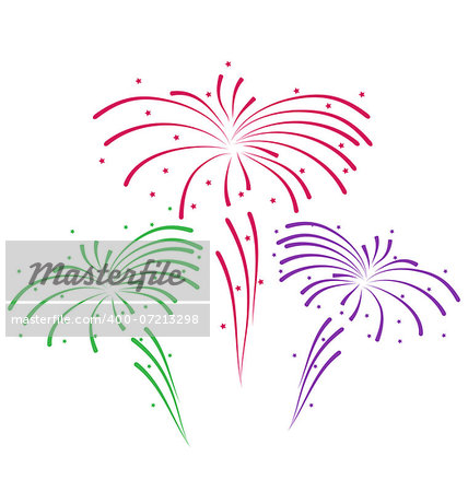 Illustration sketch for abstract colorful firework - vector