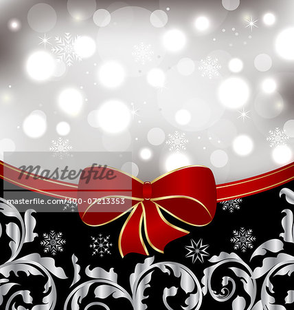 Illustration Christmas floral background, ornamental design elements - vector