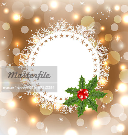 Illustration Christmas greeting card with mistletoe - vector