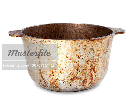 Dirty pot isolated on white background