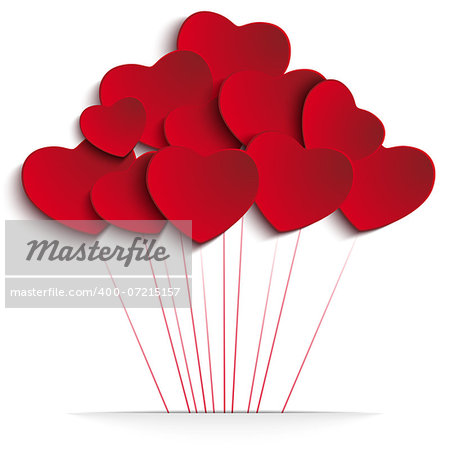 Vector - Valentines Day Heart Balloons on Red Background