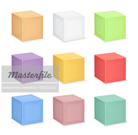 Cubes on white background, 9 colors, vector eps10 illustration