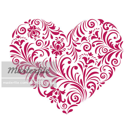 Vector illustration of  red valentine heart  isolated on white background.