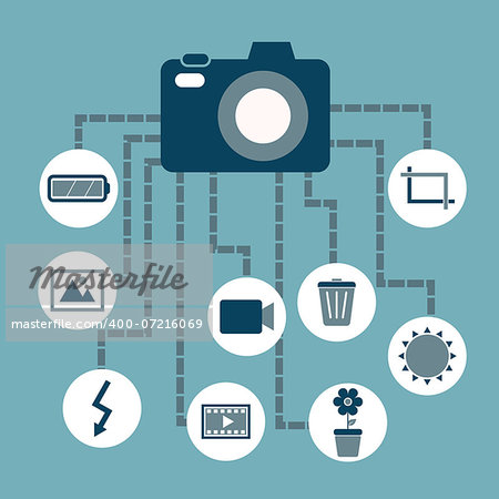 Photography concept idea in flat style, stock vector