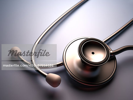 Stethoscope on a metal table with backlight.