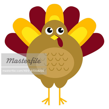 Stylized brown turkey. Vector illustration