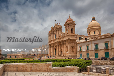 Castel Duomo - Baroque style cathedral in old town Noto, Sicily, Italy