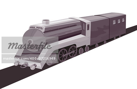 Illustration of a vintage train on isolated background done in retro style.