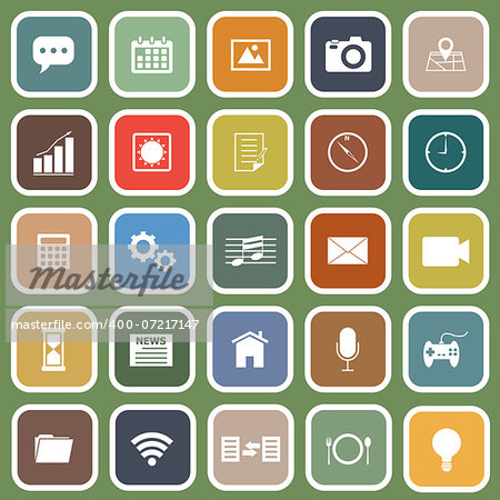 Application flat icons on green background, stock vector