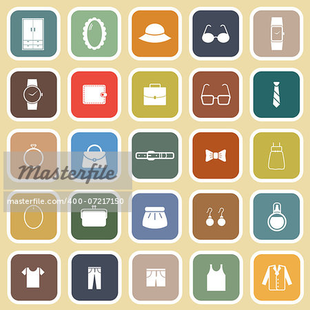 Dressing flat icons on brown background, stock vector