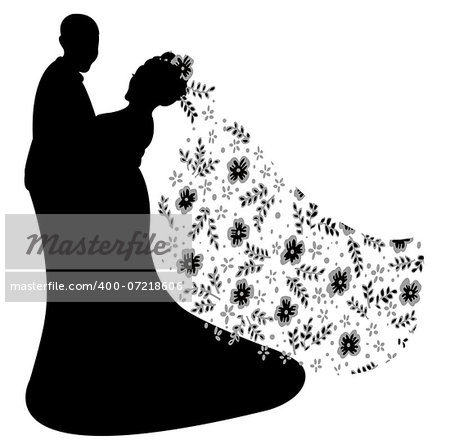 just married couple silhouette, vector