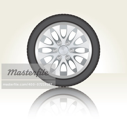 detailed car wheel - vector illustration