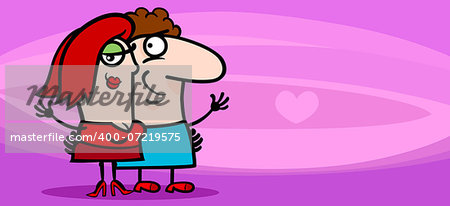 Valentines Day Greeting Card Cartoon Illustration of Funny Man in Love with Cupid Arrow in his Heart