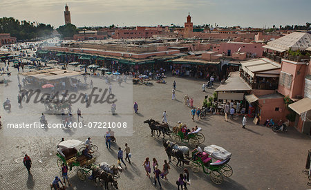 Djemaa el Fna  square and market place in Marrakesh's medina quarter, Marrakesh, Morocco