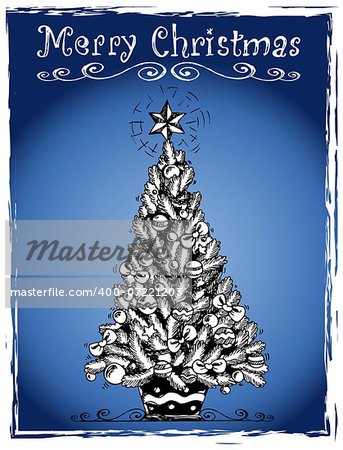 Christmas tree stylized drawing 3 - eps10 vector illustration.