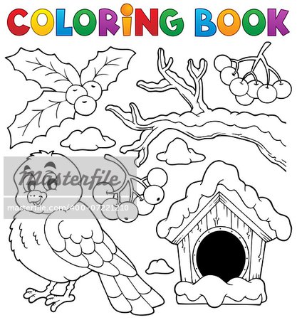 Coloring book winter bird theme 1 - eps10 vector illustration.