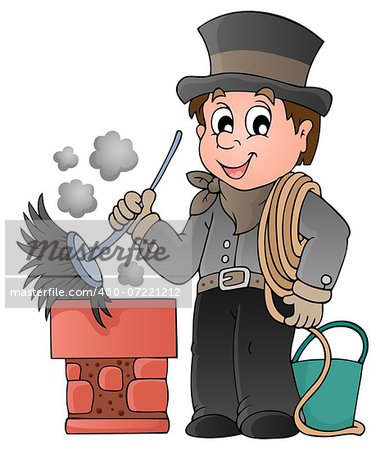 Happy chimney sweeper - eps10 vector illustration.