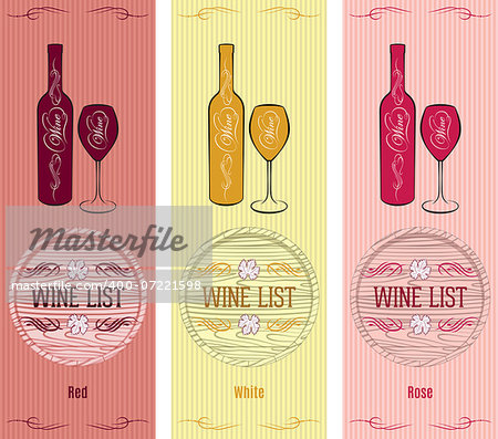 set of vector patterns for wine list
