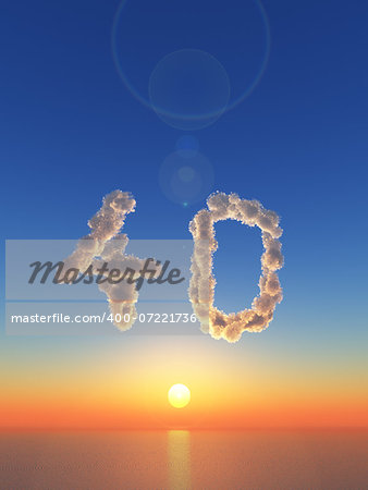 clouds makes the shape of number forty - 3d illustration