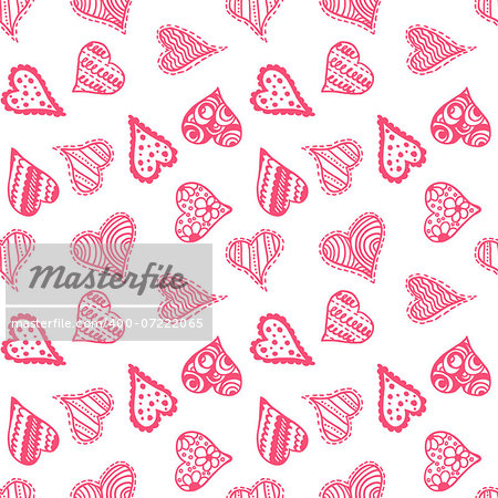 Vector seamless pattern of heart motifs for valentine day