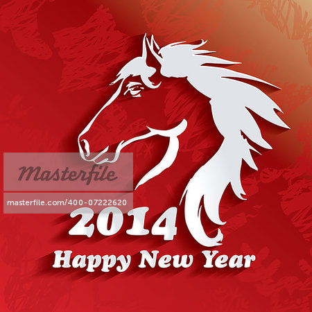 Year of the Horse. Happy New Year 2014 - vector illustration