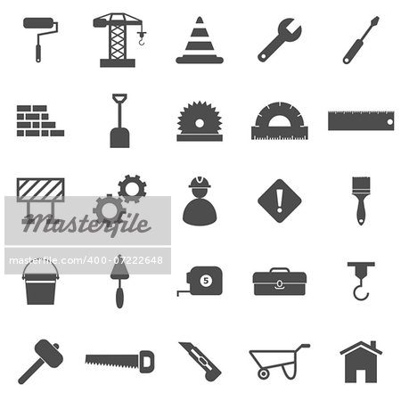 Construction icons on white background, stock vector