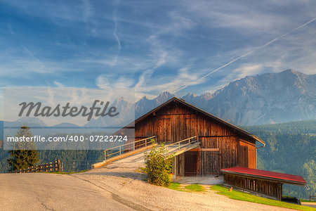 Old woodshed in the high mountains in Austria