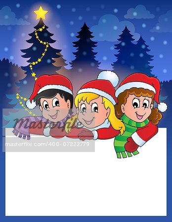 Small frame with Christmas children - eps10 vector illustration.