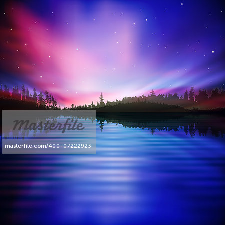 abstract night nature background with pink sunrise