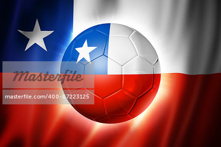 3D soccer ball with Chile team flag, world football cup Brazil 2014
