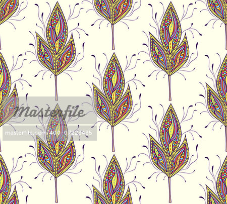 Vector illustration of seamless pattern with abstract colorfull leaves