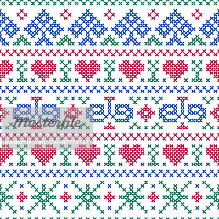 Vector illustration  of seamless pattern embroidery cross-stitch style