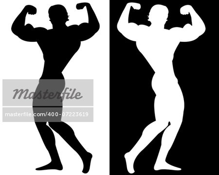 bodybuilder on black and white background