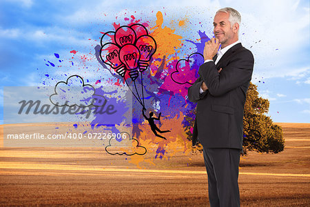 Composite image of happy mature businessman looking away